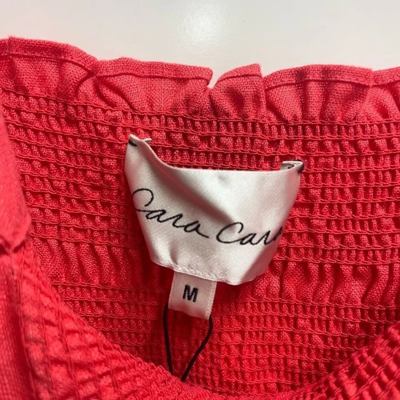 Cara Cara NEW NWT Jenny Tie Shoulder Linen Midi Dress Hibiscus Size Medium - Picture 6 of 9